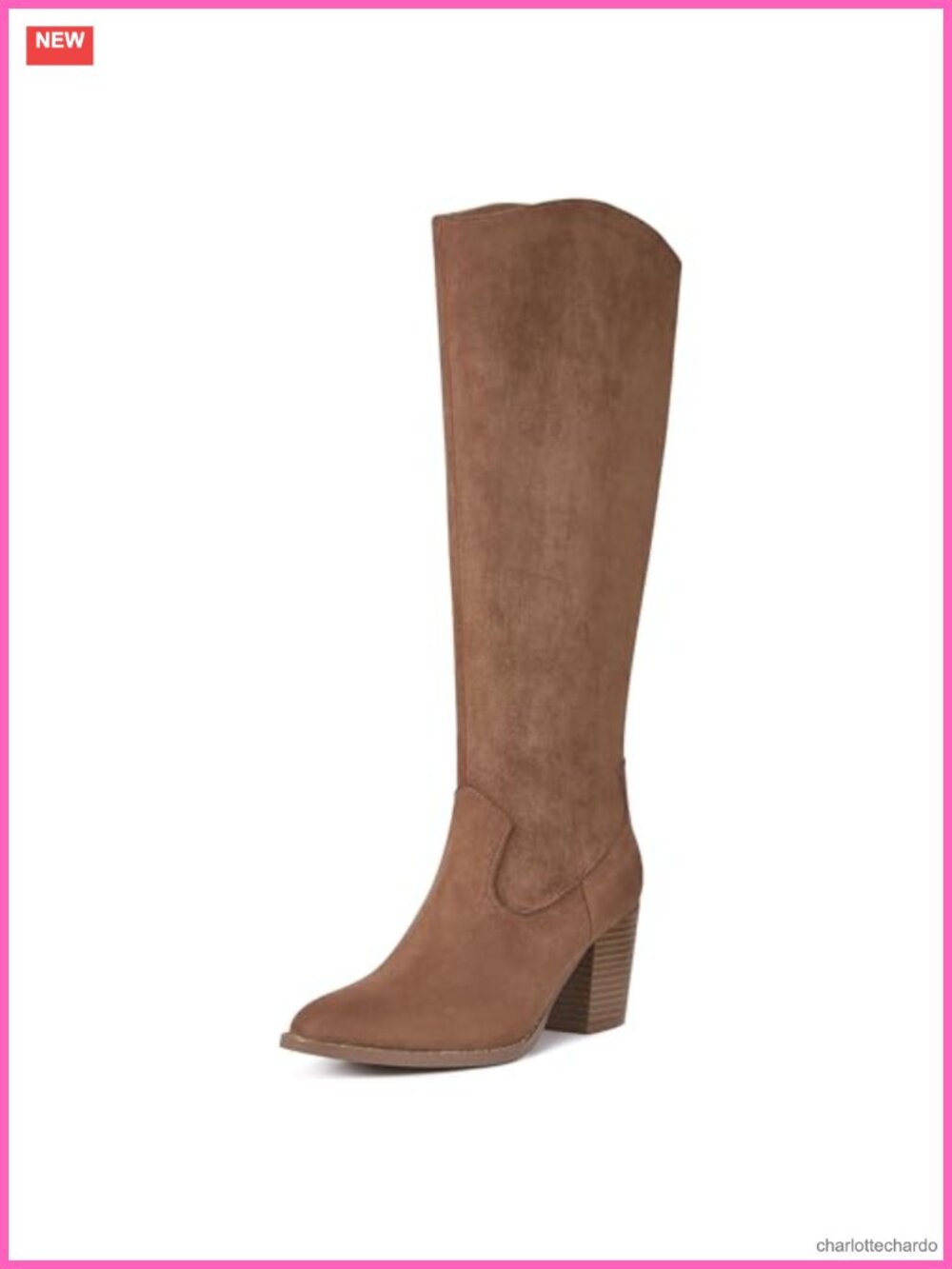 Womens Suede Knee High Fall Boots Chunky Heel Pointed Toe